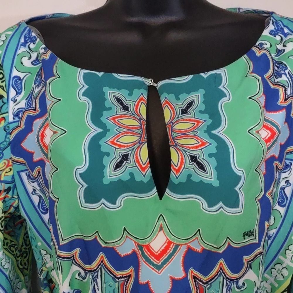Hale Bob Mandala Paisley Belted Shift Dress in Teal Small $290 - Picture 3 of 10